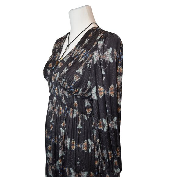 AllSaints Whimsigoth Butterfly Print Maxi Dress Size 2 Boho Witchy - Picture 2 of 10